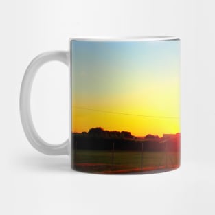 Scenery from Porto Recanati (Scossicci) with sun, atmosphere, sky, meadows and road Mug